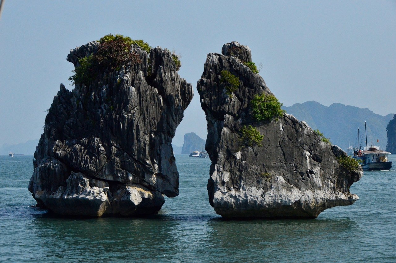 cruise 2 days 1 night halong bay boat trip halong bay Pair of Rooster and Hen Rocks